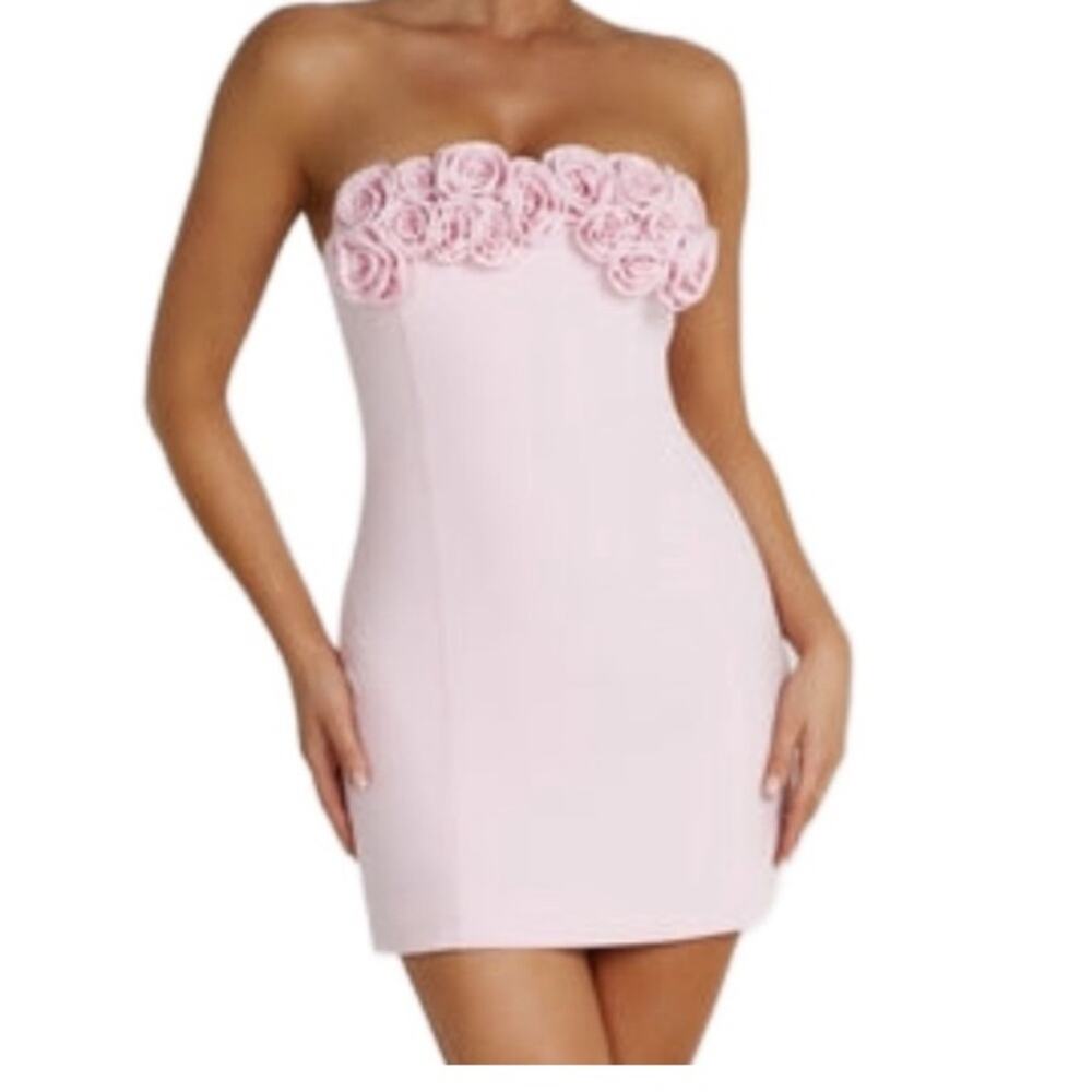 Meshki size large Rose mini Brooks Elegant Pink Strapless Dress